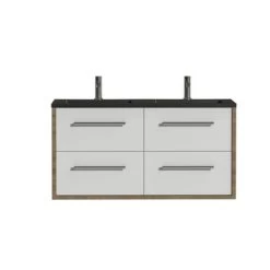 Tiger Boston Badkamermeubel 120cm Chalet Eiken Met Dubbele Zwarte Wastafel