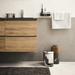 Sealskin Badmat Woodblock 52x90cm Zwart -Badkamer Winkel 123 3468