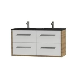 Tiger Boston Badkamermeubel 120cm Chalet Eiken Met Dubbele Zwarte Wastafel -Badkamer Winkel 123 36
