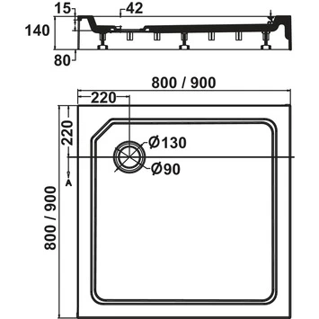 Sealskin Douchebak Fusion Vierkant Opbouw 90x90x14 Cm Wit 2 Sealskin Douchebak Fusion Vierkant Opbouw 90x90x14 Cm Wit - Afbeelding 2