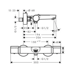Hansgrohe Thermostatische Badkraan Versostat2 Chroom 15 Cm -Badkamer Winkel 123 442