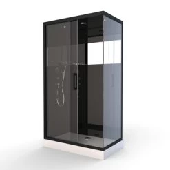 Aurlane Douchecabine Met Schuifdeur Black Mirror 2 Rechthoek Zwart 80x110 Cm