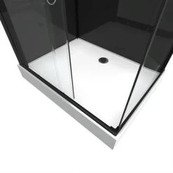 Aurlane Douchecabine Met Schuifdeur Black Mirror 2 Rechthoek Zwart 80x110 Cm -Badkamer Winkel 123 4514