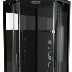 Aurlane Douchecabine Met Schuifdeur Black Mirror 2 Kwartrond Zwart 90x90 Cm -Badkamer Winkel 123 4526