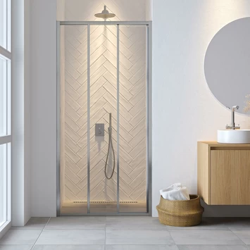 Sealskin Hooked Driedelige Schuifdeur 95x200 Cm, 6 Mm Helder Veiligheidsglas Met Antikalklaag Zilver Hoogglans 1 Sealskin Hooked Driedelige Schuifdeur 95x200 Cm, 6 Mm Helder Veiligheidsglas Met Antikalklaag Zilver Hoogglans