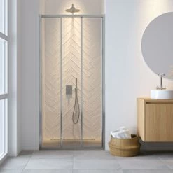 Sealskin Hooked Driedelige Schuifdeur 80x200 Cm, 6 Mm Helder Veiligheidsglas Met Antikalklaag Zilver Hoogglans