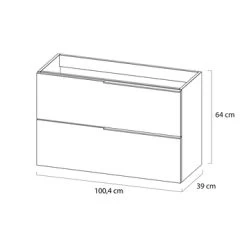 Tiger Badmeubelset Pocket 100 Cm Met 2 Lades Wit Incl. Looppoten -Badkamer Winkel 123 48