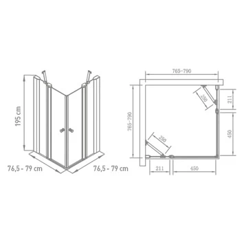 Van Marcke Hoover Douche Hoekinstap Met Draaideuren 80x80x195 2 Van Marcke Hoover Douche Hoekinstap Met Draaideuren 80x80x195 - Afbeelding 2