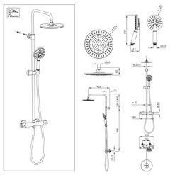 Tiger Regendoucheset Akcent Zwart/messing Incl Kraan En Handdouche Met 3 Straalstanden 15 Tiger Regendoucheset Akcent Zwart/messing Incl Kraan En Handdouche Met 3 Straalstanden -Badkamer Winkel 123 5011