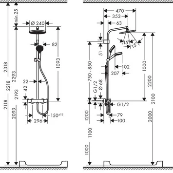 Hansgrohe Regendoucheset Met Thermostatische Douchekraan Crometta S240 Varia 2 Hansgrohe Regendoucheset Met Thermostatische Douchekraan Crometta S240 Varia - Afbeelding 2