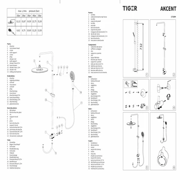 Tiger Regendoucheset Akcent Zwart Messing 9 Tiger Regendoucheset Akcent Zwart Messing - Afbeelding 9