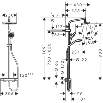 Hansgrohe Regendouche MySelect E 240 Vierkant Met Thermostatische Douchekraan En Handdouche 3 Hansgrohe Regendouche MySelect E 240 Vierkant Met Thermostatische Douchekraan En Handdouche - Afbeelding 3