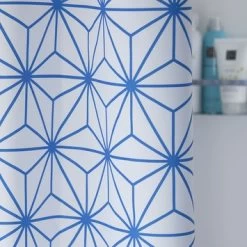 Sealskin Douchegordijn Triangles Blauw 180x200 Cm -Badkamer Winkel 123 5443