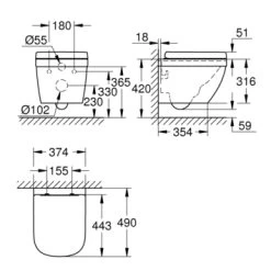 Grohe Wandcloset Ceramic Compact Verkort -Badkamer Winkel 123 558