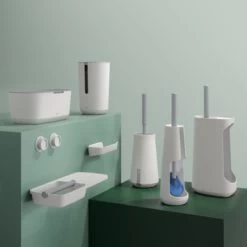 Tiger Toiletborstelhouder TESS Met Swoop Borstel Flexibel Wit/ Lichtgrijs -Badkamer Winkel 123 5929