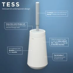 Tiger Toiletborstelhouder TESS Met Swoop Borstel Flexibel Wit/ Lichtgrijs -Badkamer Winkel 123 5933