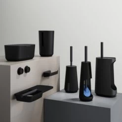 Tiger Toiletborstelhouder Tess Met Opbergvak Staand Zwart/antraciet -Badkamer Winkel 123 6391