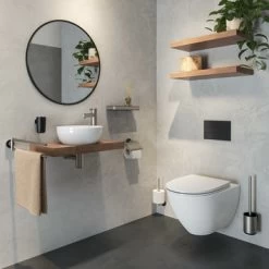 Tiger Cooper Toiletrolhouder Met Klep RVS Geborsteld / Zwart -Badkamer Winkel 123 6437