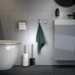 Tiger Tune Toiletrolhouder Met Klep Geborsteld RVS/mat Zwart -Badkamer Winkel 123 6446