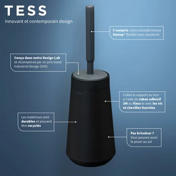 Tiger Toiletborstelhouder TESS Met Swoop Borstel Flexibel Zwart/antraciet 10 Tiger Toiletborstelhouder TESS Met Swoop Borstel Flexibel Zwart/antraciet - Afbeelding 10