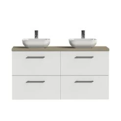 Tiger Badkamermeubel Studio 120cm Hoogglans Wit/witte Waskom Met Ronde Greep