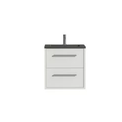 Tiger Badkamermeubel Boston 60cm Hoogglans Wit/matzwart Met Grepen Chroom