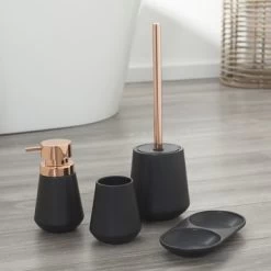 Sealskin Toiletborstelhouder Conical Porselein Zwart -Badkamer Winkel 123 6992