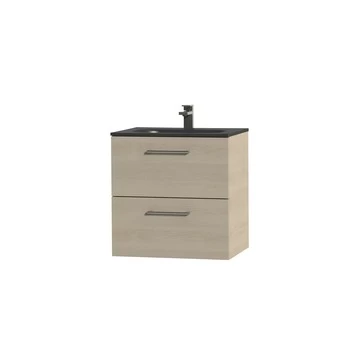 Tiger Badkamermeubel Studio 60cm Naturel Eik/matzwart Met Ronde RVS Greep 3 Tiger Badkamermeubel Studio 60cm Naturel Eik/matzwart Met Ronde RVS Greep - Afbeelding 3