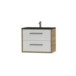Tiger Badkamermeubel Boston 80cm Chalet Eik/matzwart Met Grepen Chroom -Badkamer Winkel 123 719