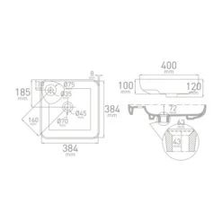 Van Marcke Waskom Fontana Opbouw Wit Keramiek 40x40x12.5 Cm -Badkamer Winkel 123 7260
