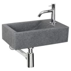 Differnz Fonteinset Cheops Grijs Natuursteen 40x23x11 Cm -Badkamer Winkel 123 7266