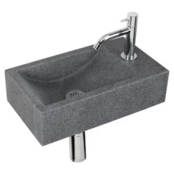 Differnz Fonteinset Cheops Grijs Natuursteen 40x23x11 Cm -Badkamer Winkel 123 7267