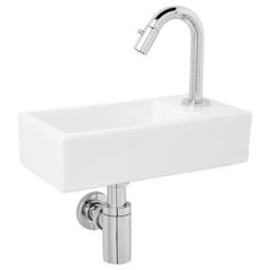 Atlantic Fonteinset Henry Rechts Wit Keramiek Chroom 36x18x9 Cm