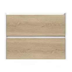 Tiger Reverse Meubelset 80 Cm Met 2 Lades Naturel Eik / Mat Wit Inclusief Quadro Wastafel Hoogglans Wit -Badkamer Winkel 123 733