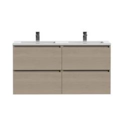 Tiger Karlo Badkamermeubel 120 Cm Naturel Eiken Met Wastafel Hoogglans Wit -Badkamer Winkel 123 765