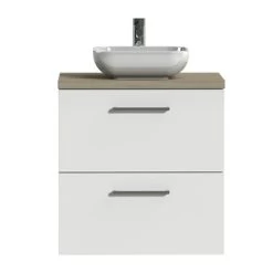 Tiger Badkamermeubel Studio 60cm Hoogglans Wit/witte Waskom Met Vierkante Greep