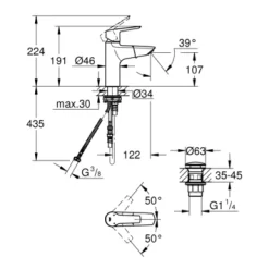 Grohe Wastafelkraan Start M-size Uittrekbaar QuickFix Chroom -Badkamer Winkel 123 7830