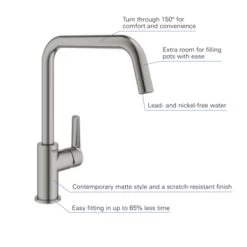 Grohe Keukenkraan Start Hoge U-uitloop QuickFix Supersteel (RVS Look) -Badkamer Winkel 123 7929