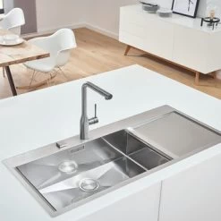 Grohe Colours Keukenkraan Essence New RVS Met Uittrekbare Mousseur -Badkamer Winkel 123 7942