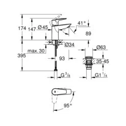 Grohe Wastafelkraan Start Edge S-size QuickFix Chroom -Badkamer Winkel 123 7951