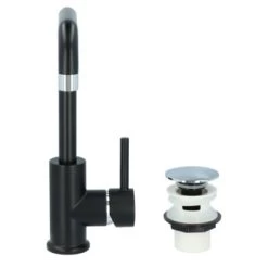 Absolut Wastafelkraan Haiti Met Hendel En Pop-up Afvoerplug Zwart 23 Absolut Wastafelkraan Haiti Met Hendel En Pop-up Afvoerplug Zwart -Badkamer Winkel 123 8093