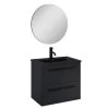 Atlantic Stella Badmeubelset Met Spiegel En Zwarte Wastafel 60cm Mat Zwart En Zwarte Grepen