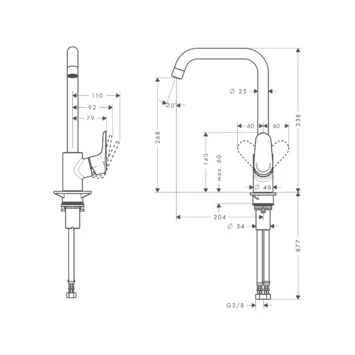 Hansgrohe Keukenkraan Ecos L Met Hendel Chroom 3 Hansgrohe Keukenkraan Ecos L Met Hendel Chroom - Afbeelding 3