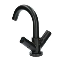 Aqualino Wastafelkraan Fortore 2-knops Met Waste Zwart -Badkamer Winkel 123 8133