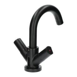 Aqualino Wastafelkraan Fortore 2-knops Met Waste Zwart -Badkamer Winkel 123 8135
