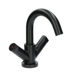Aqualino Wastafelkraan Fortore 2-knops Met Waste Zwart -Badkamer Winkel 123 8137