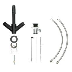 Aqualino Wastafelkraan Fortore 2-knops Met Waste Zwart -Badkamer Winkel 123 8142