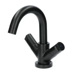 Aqualino Wastafelkraan Fortore 2-knops Met Waste Zwart -Badkamer Winkel 123 8145