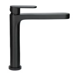 Absolut Wastafelkraan Iode Medium Met Hendel En Waste Zwart -Badkamer Winkel 123 8157