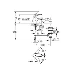 GROHE Wastafelkraan Swift S-size Met Hendel En Waste Chroom -Badkamer Winkel 123 8167